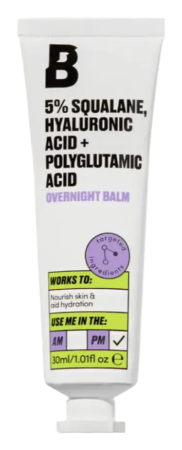 Beauty Bay 5% Squalane, Hyaluronic Acid + Polyglutamic Acid Overnight Balm
