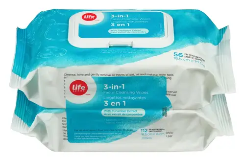 Life 3-In-1 Facial Cleansing Wipes