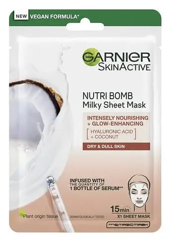 Garnier Nutri Bomb Milky Sheet Mask Coconut and Hyaluronic Acid