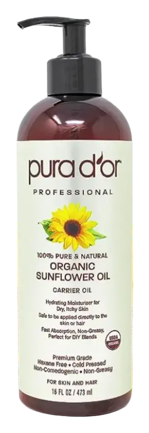 Pura D'or Organic Sunflower Seed Oil - USDA Certified 100% Pure Carrier Oil