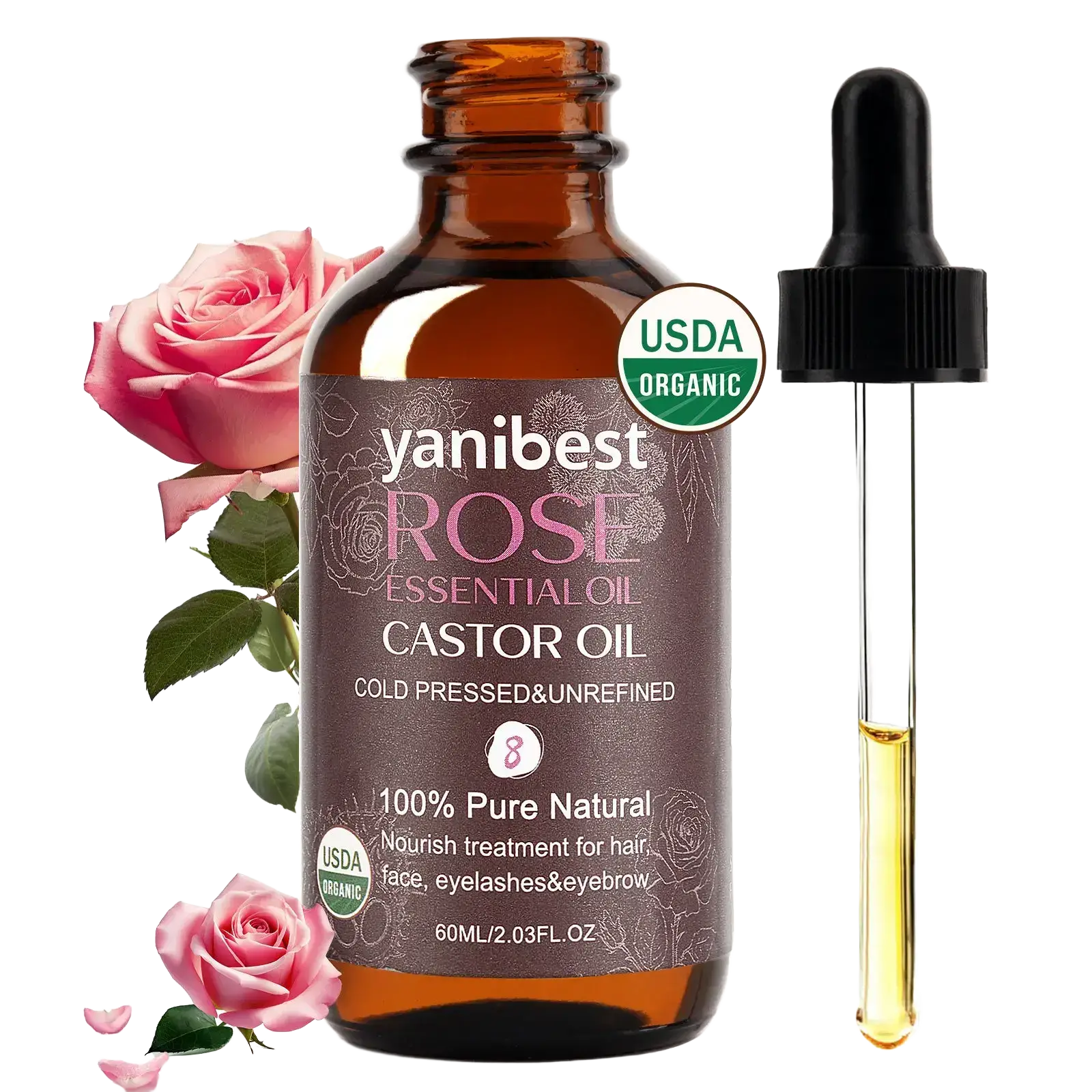 Yanibest 100% Pure Natural Rose Castor Oil