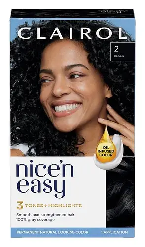 Clairol Nice'n Easy Permanent Hair Color Cream Kit 2 Black