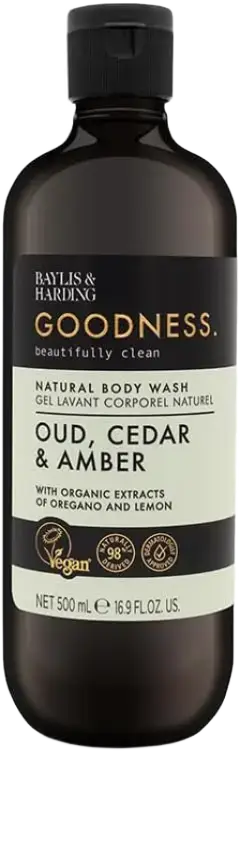 Baylis & Harding Goodness Natural Body Wash Oud, Cedar and Amber