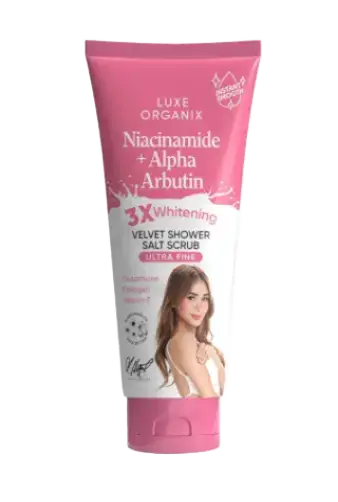Luxe Organix Niacinamide + Alpha Arbutin Velvet Shower Salt Scrub
