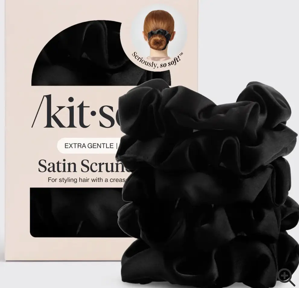 Kitsch Black Satin Sleep Scrunchie