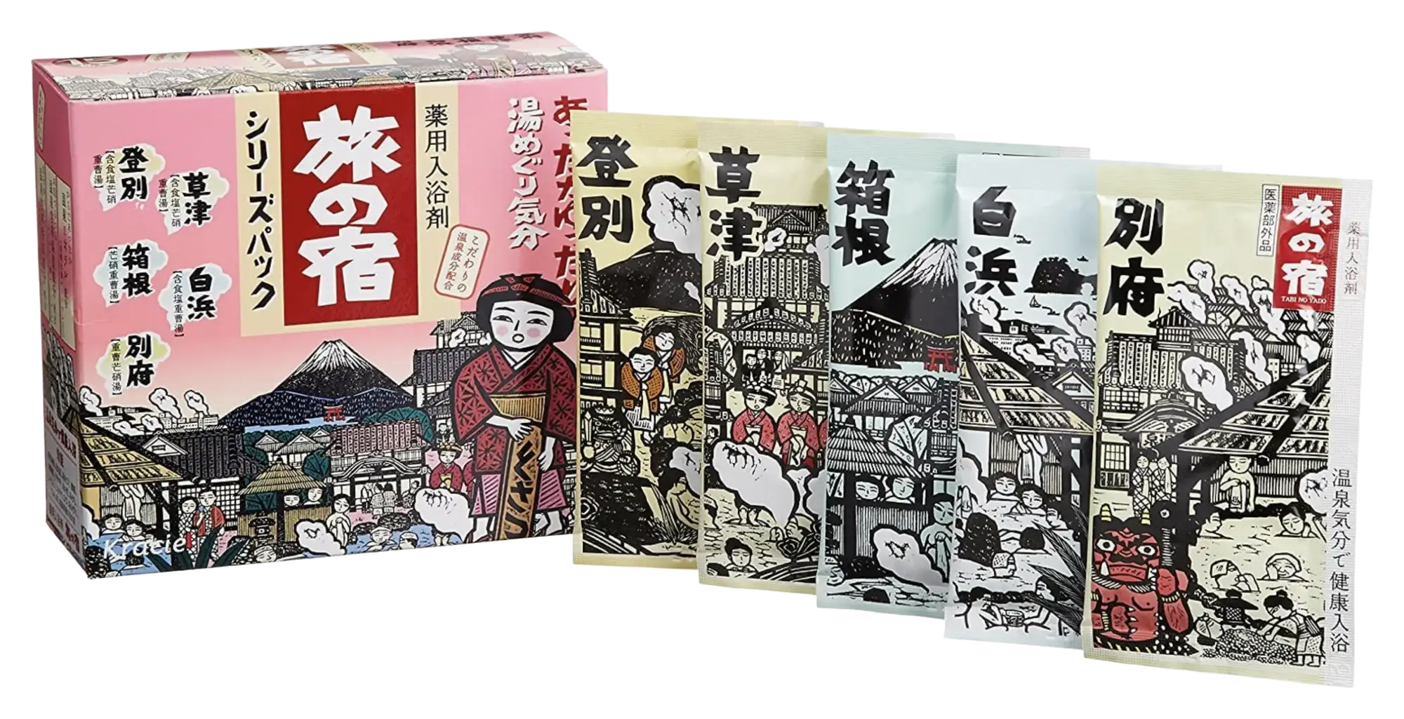 Kracie Tabi no Yado Clear - Assorted Series Pack (Kusatsu, Noboribetsu, Hakone, & Beppu)
