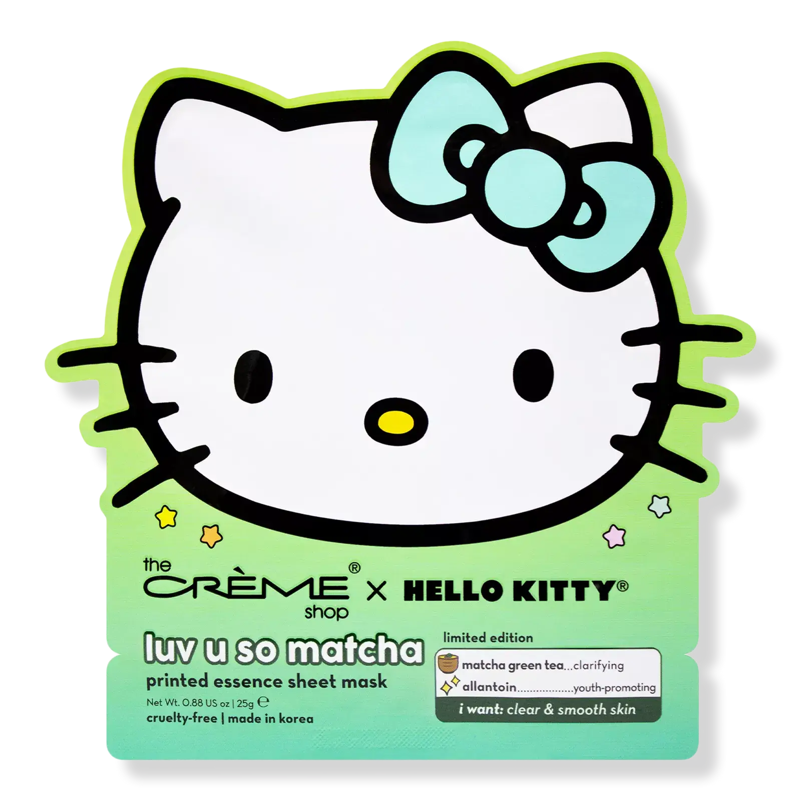 The Creme Shop Hello Kitty Printed Essence Sheet Mask Luv U So Matcha