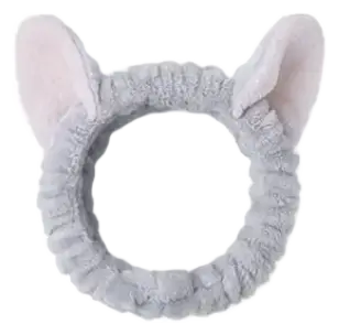 Elancee Animal Face Wash Headband Cat Ears - Grey