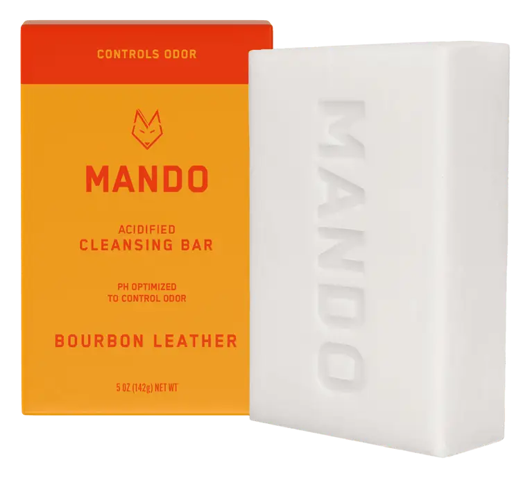 Mando 4-In-1 Acidified Cleansing Bar Bourbon Leather