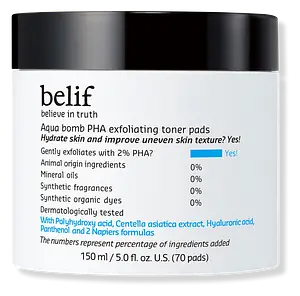 Belif Aqua Bomb PHA Exfoliating Toner Pads