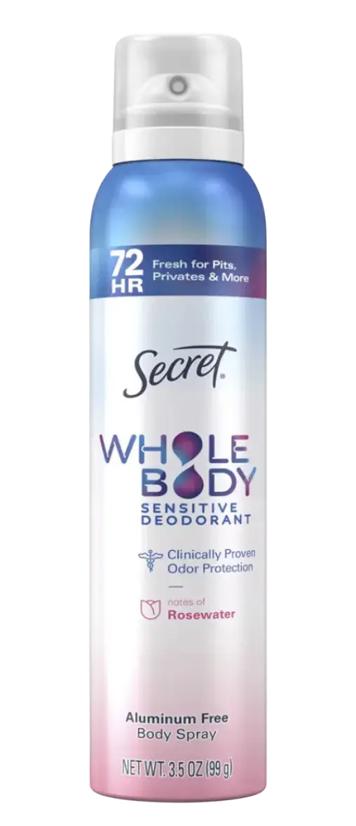 Secret Whole Body Aluminum Free Deodorant Spray Rosewater