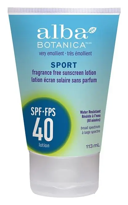Alba Botanica Very Emollient Sport Fragrance Free Sunscreen Lotion SPF 40