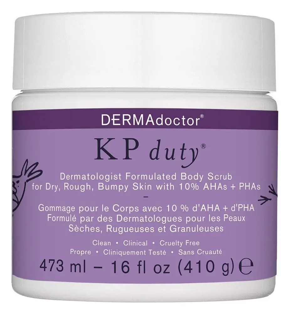 DERMAdoctor KP Duty Body Scrub Exfoliant for Keratosis Pilaris & Dry, Rough, Bumpy Skin with 10% AHAs + PHAs