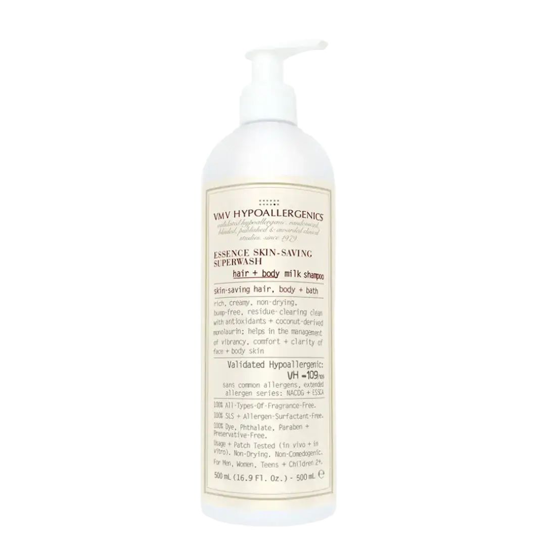VMV Hypoallergenics Essence Skin-Saving Superwash: Hair + Body Milk Shampoo