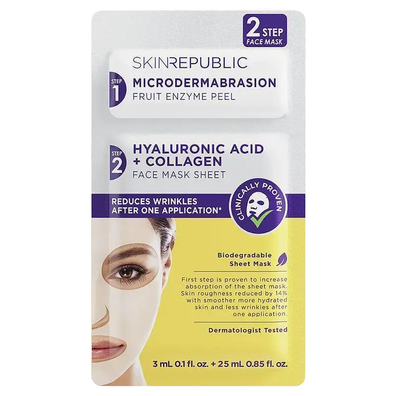 Skin Republic Two Step Hyaluronic Acid And Collagen Face Mask