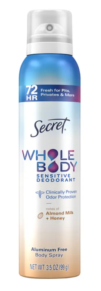 Secret Whole Body Aluminum Free Deodorant Spray Almond Milk & Honey