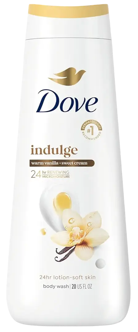 Dove Indulge Warm Vanilla + Sweet Cream 24hr Lotion-Soft Skin Body Wash