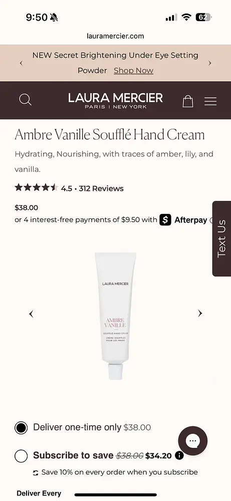 Laura Mercier Ambre Vanille Soufflé Hand Cream