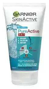 Garnier PureActive 3-In-1 Clay Wash + Scrub + Mask