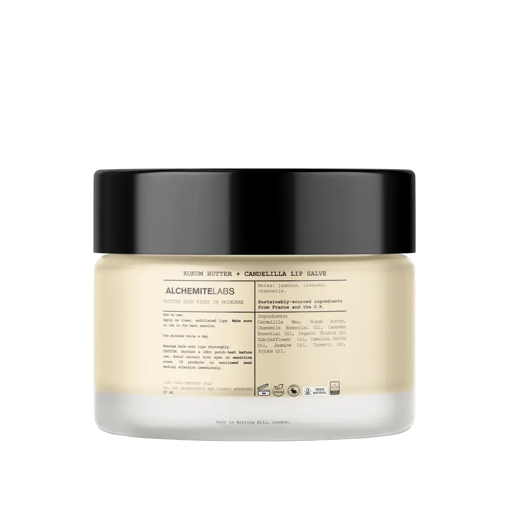 Alchemitelabs Kokum Butter + Candelilla Lip Salve Jasmine, Lavender & Chamomile