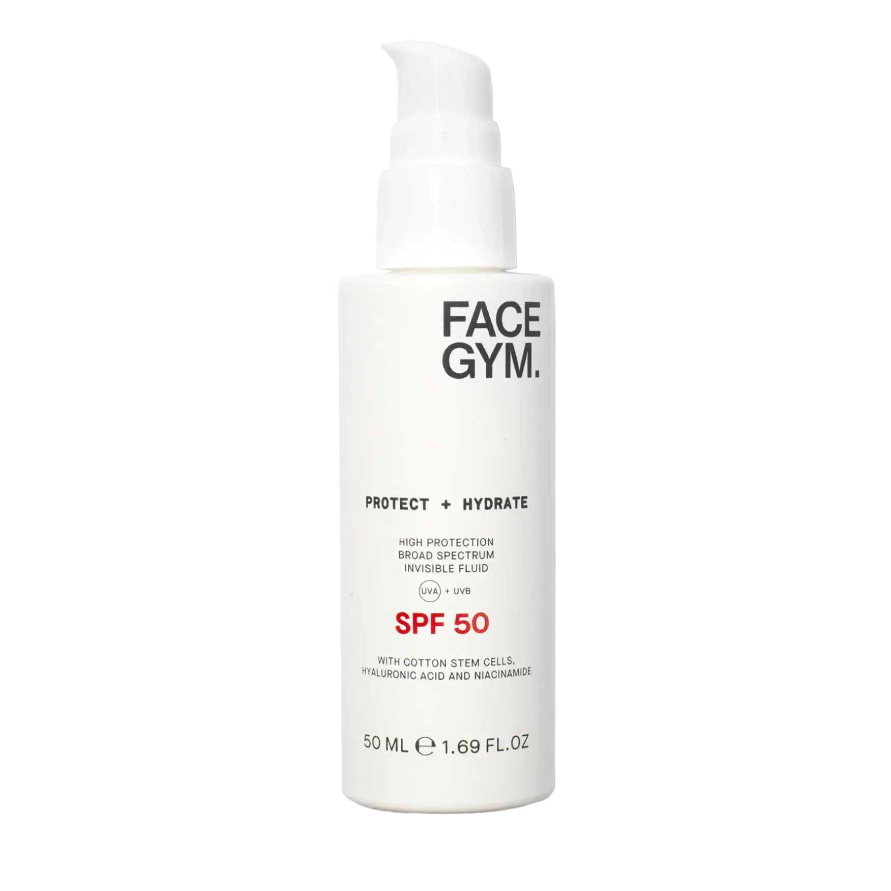 Face Gym Protect + Hydrate Broad Spectrum Invisible Fluid SPF 50