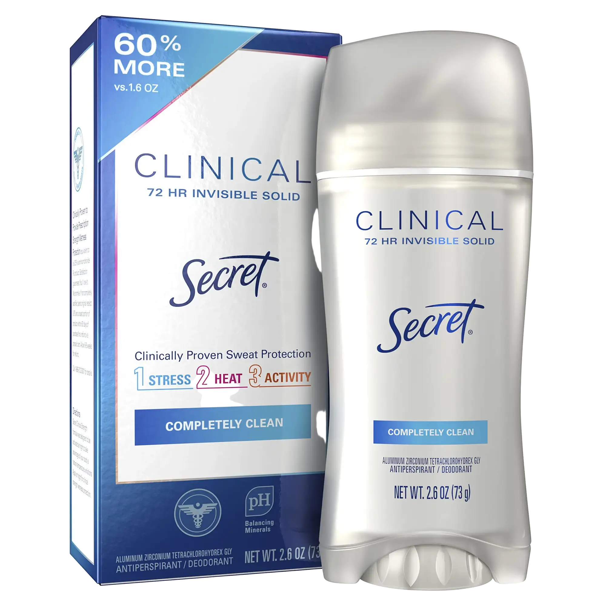 Secret Clinical Strength Invisible Solid Antiperspirant Deodorant Completely Clean