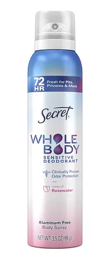 Secret Whole Body Aluminum Free Deodorant Spray Rosewater