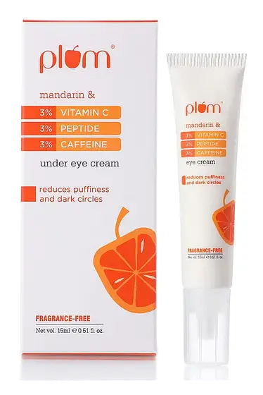 Plum Goodness 3% Vitamin C, 3% Peptide & 3% Caffeine Under Eye Cream With Mandarin