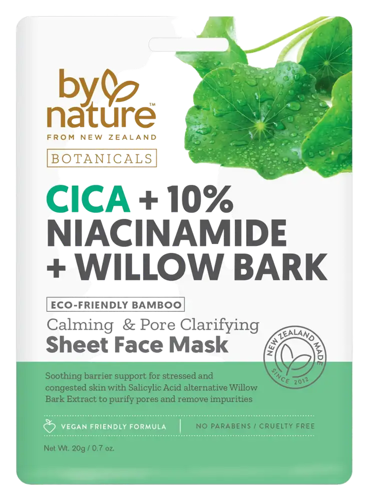 By Nature Cica + 10% Niacinamide + Willow Bark Calming & Pore Clarifying Sheet Mask