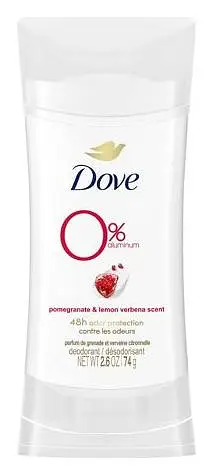 Dove 0% Aluminum Deodorant Stick Pomegranate & Lemon Verbena