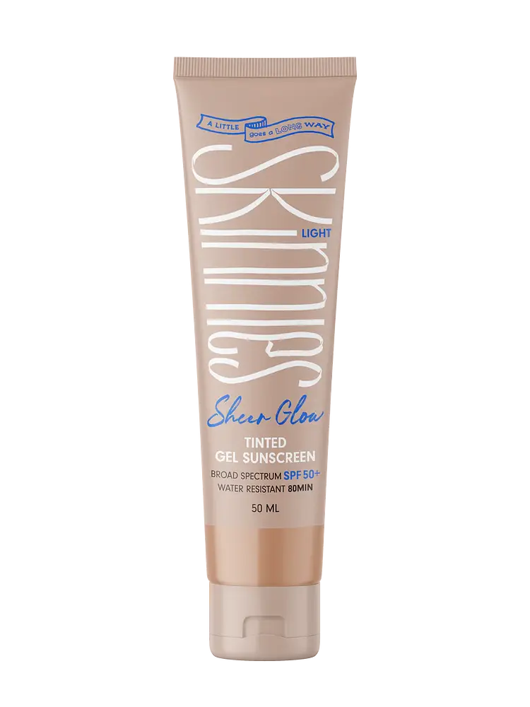 Skinnies Sheer Glow Tinted Gel Sunscreen Light SPF50 Medium, Bronze