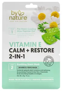By Nature Vitamin E Calm + Restore 2-In-1 Soothing Sheet Mask