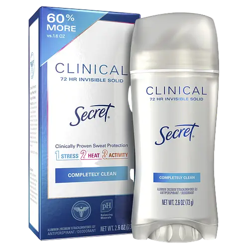 Secret Clinical Strength Invisible Solid Antiperspirant Deodorant Completely Clean