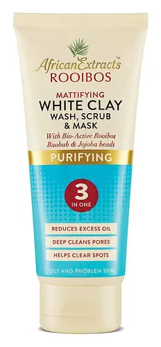 African Extracts Rooibos Skin Care Purifying Mattifying White Clay: Wash, Scrub & Mask