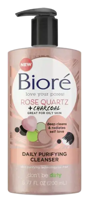 Biore Rose Quartz + Charcoal Daily Purifying Cleanser