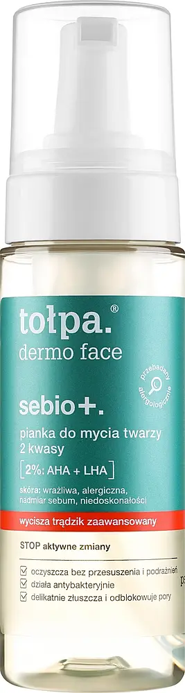 Tołpa Dermo Face Sebio+ Pianka Do Mycia Twarzy 2 Kwasy 2% AHA + LHA