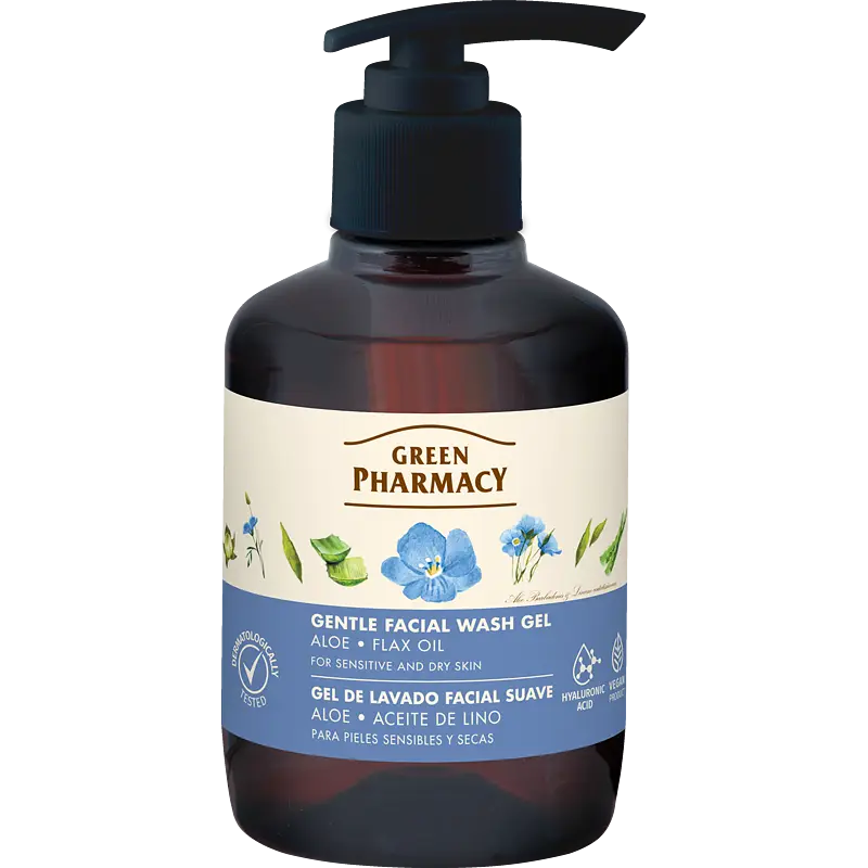 Green Pharmacy Gentle Facial Wash Gel Aloe + Flax Oil