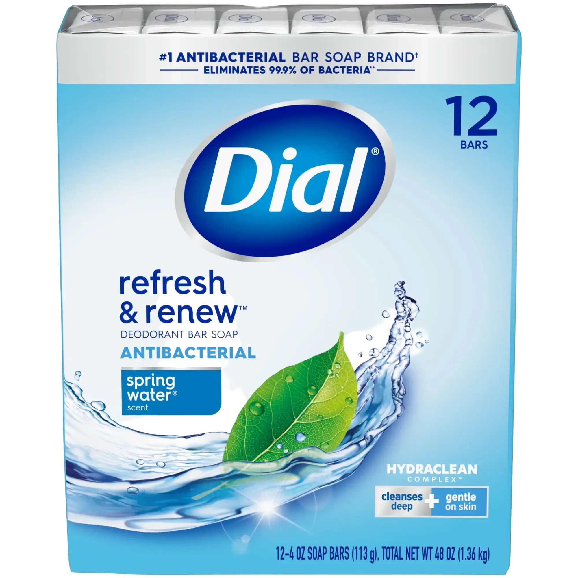 Dial Refresh & Renew Antibacterial Bar Soap Spring Water