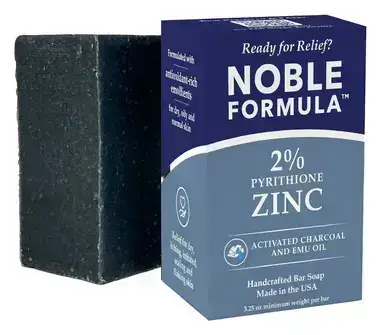 Noble Formula Activated Charcoal + Emu Oil 2% Pyrithione Zinc (ZnP) Bar Soap