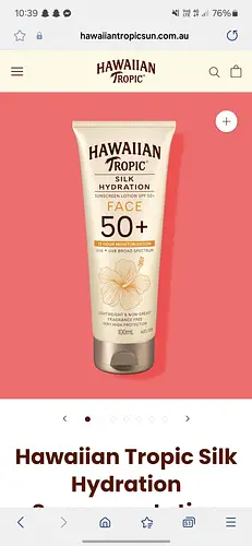 Hawaiian Tropic SPF 50+ Silk Hydration Face Fragrance Free 100ml