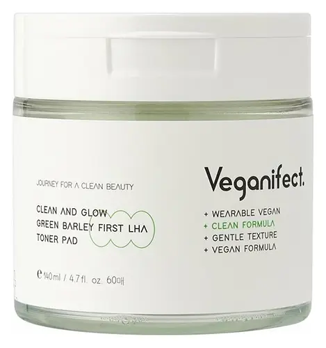 Veganifect Clean And Glow Green Barley First LHA Toner Pad