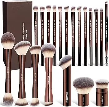Maange 20 Pcs Makeup Brushes Coffee Brown