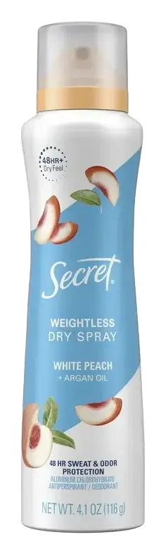 Secret Weightless Dry Spray White Peach + Argan Oil