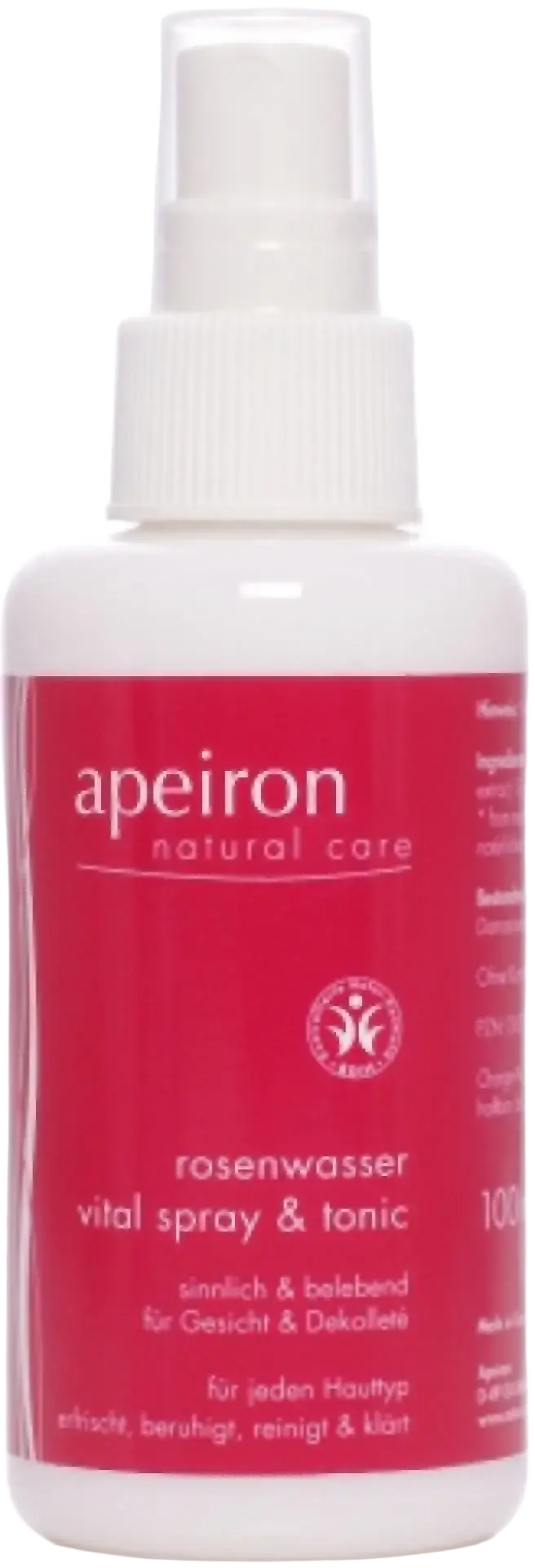 Apeiron Rose Water Vital Spray & Tonic - for Face, Neck & Décolleté