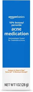 Amazon Basics 10% Benzoyl Peroxide Acne Medication, Maximum Strength, Face Gel