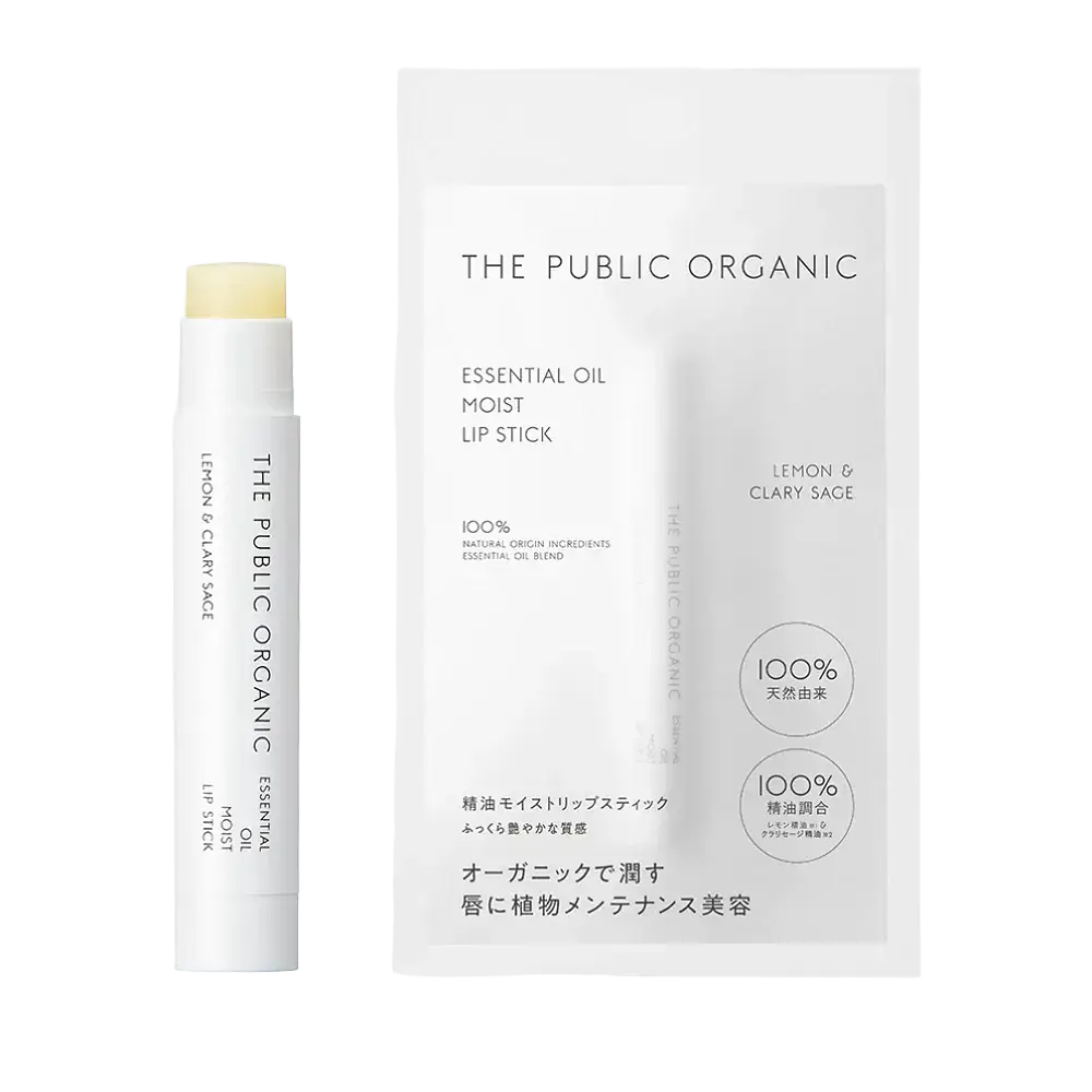 The Public Organic Essential Oil Moist Lip Stick Lemon & Clary Sage