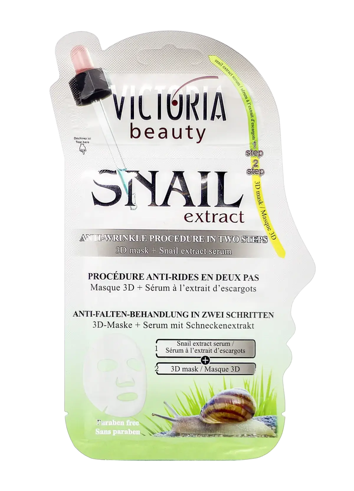 Victoria Beauty Snail Extract Anti-Wrinkle Procedure in Two Steps 3D Mask + Snail Extract Serum