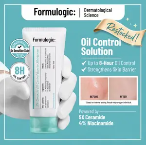 Formulogic: Oil Control Barrier Moisturizer 40ml | 4% niacinamide+ 5x Ceramide | Oily skin