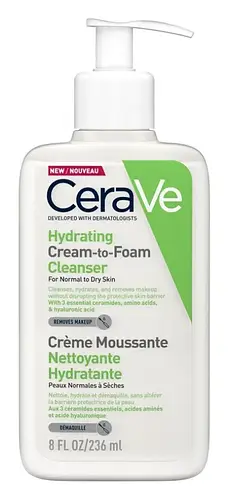 CeraVe Hydrating Cream-to-Foam Face Wash (Normal to Dry Skin)