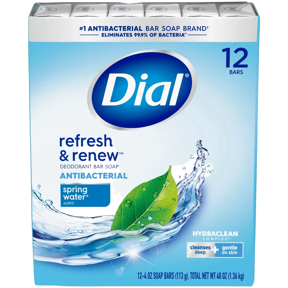 Dial Refresh & Renew Antibacterial Bar Soap Spring Water